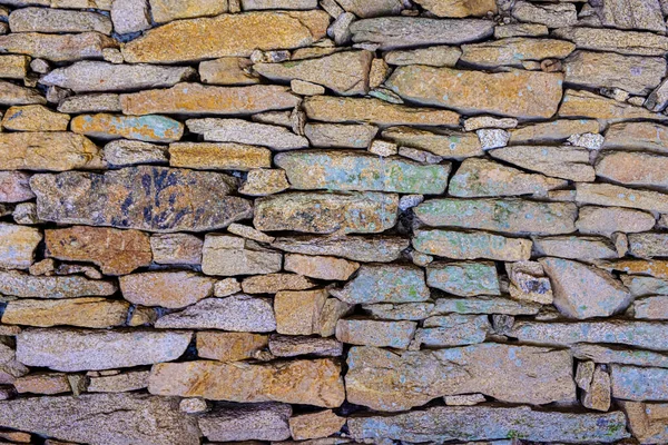Ściana Zbudowana Granitowych Kamieni Różnej Wielkości Galicji Hiszpania — Zdjęcie stockowe