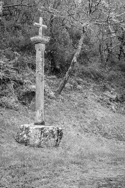 Steinkreuzung Der Nähe Der Kirche San Antolin Toques Vorromanisch Der — Stockfoto