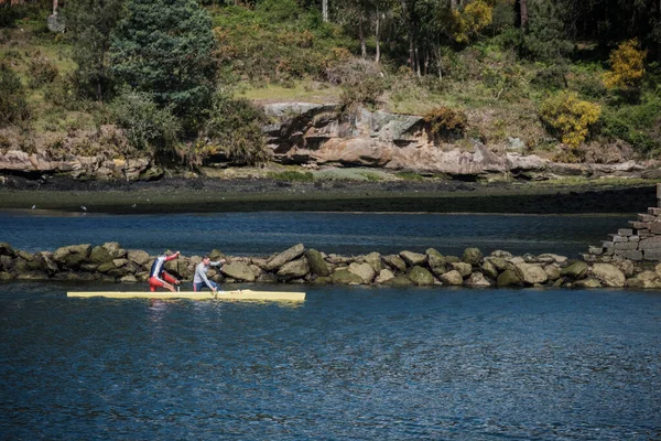 Pontevedra Spain May 2019 Canoeists Practice Waters Ria Pontevedra Formed — Stock Photo, Image