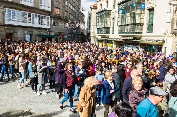 Pontevedra Hiszpania Marca 2019 Demonstracja Feministyczna Przeciwko Nadużyciom Obronie Praw — Zdjęcie stockowe