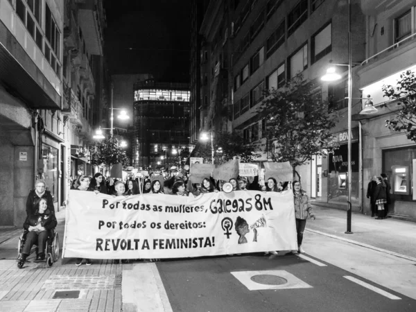 Pontevedra Spanien Mars 2019 Feministisk Demonstration Mot Övergrepp Och Till — Stockfoto