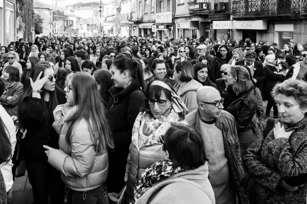 Pontevedra Hiszpania Marca 2019 Demonstracja Feministyczna Przeciwko Nadużyciom Obronie Praw — Zdjęcie stockowe