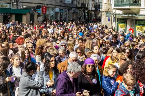 Pontevedra Hiszpania Marca 2019 Demonstracja Feministyczna Przeciwko Nadużyciom Obronie Praw — Zdjęcie stockowe