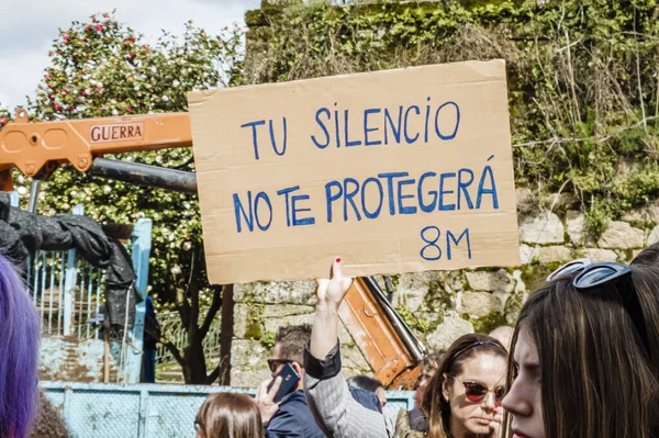 Pontevedra España Marzo 2019 Manifestación Feminista Contra Abuso Defensa Los — Foto de Stock