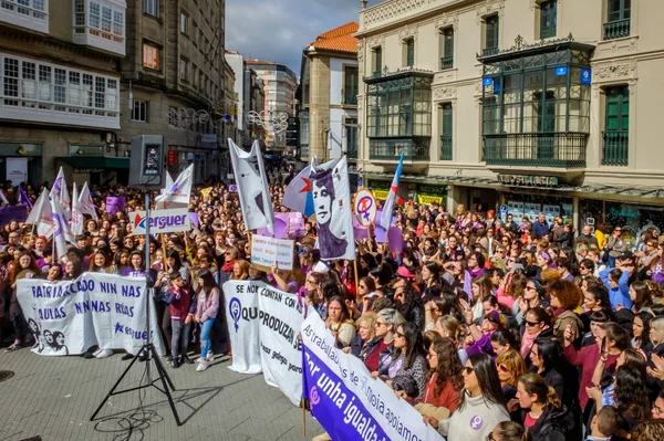 Pontevedra Spain March 2019 Feminist Demonstration Abuse Defence Women Rights — 图库照片