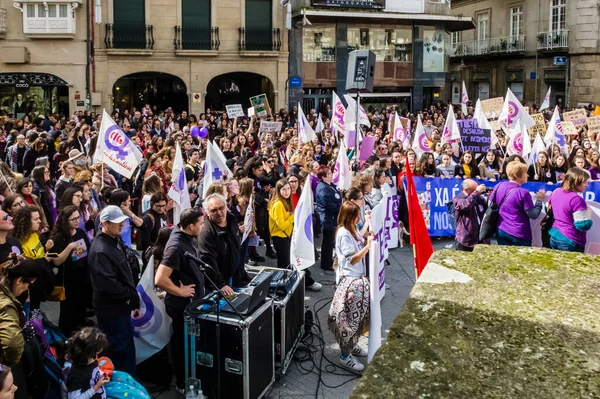 Pontevedra Espagne Mars 2019 Manifestation Féministe Contre Les Abus Pour — Photo