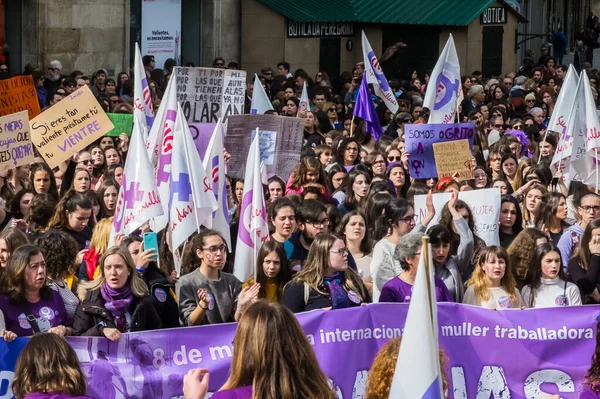 Pontevedra Espanha Março 2019 Manifestação Feminista Contra Abuso Defesa Dos — Fotografia de Stock