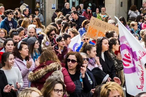 Pontevedra Hiszpania Marca 2019 Demonstracja Feministyczna Przeciwko Nadużyciom Obronie Praw — Zdjęcie stockowe