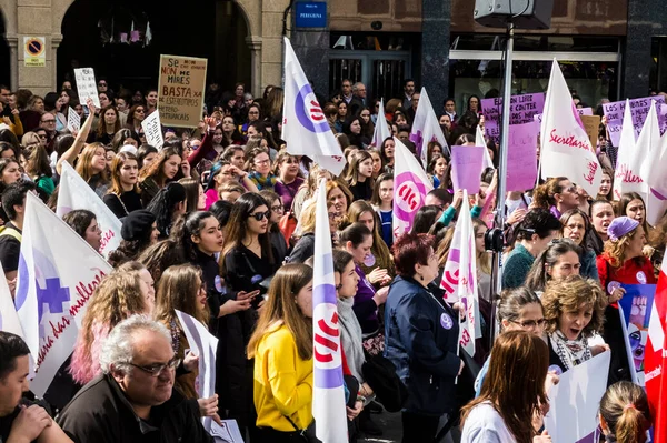 Pontevedra Spanje Maart 2019 Feministische Demonstratie Tegen Misbruik Ter Verdediging — Stockfoto