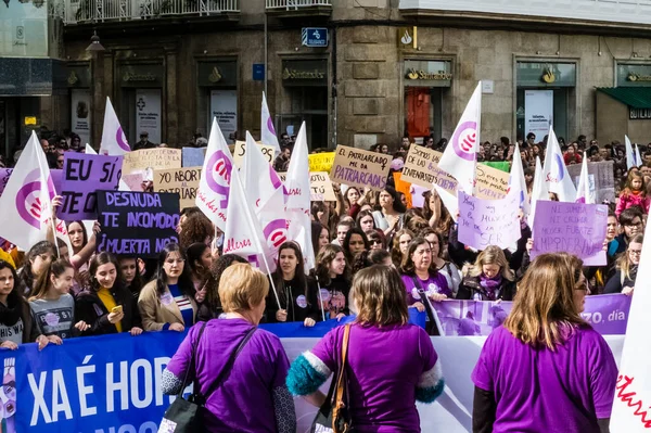 Pontevedra Spanje Maart 2019 Feministische Demonstratie Tegen Misbruik Ter Verdediging — Stockfoto