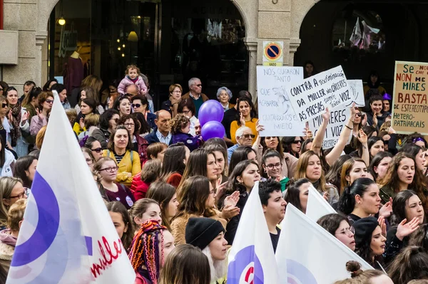 Pontevedra Spanien März 2019 Feministische Demonstration Gegen Missbrauch Und Zur — Stockfoto