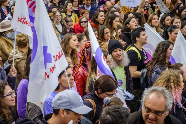 Pontevedra Hiszpania Marca 2019 Demonstracja Feministyczna Przeciwko Nadużyciom Obronie Praw — Zdjęcie stockowe