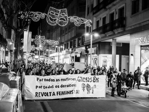 Pontevedra España Marzo 2019 Manifestación Feminista Contra Abuso Defensa Los — Foto de Stock