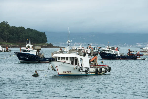 Illa Arousa Spanien Ruari 2019 Fiskebåtar Fiskehamnen Öns Bryggor Förbindelse — Stockfoto