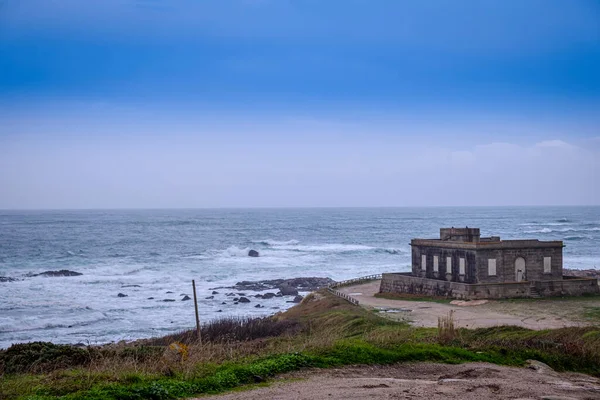 Old Cabo Silleiro Lighthouse Faro Situado Cape Silleiro Bayona Provincia —  Fotos de Stock