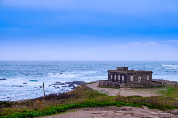 Old Cabo Silleiro Lighthouse Faro Situado Cape Silleiro Bayona Provincia —  Fotos de Stock