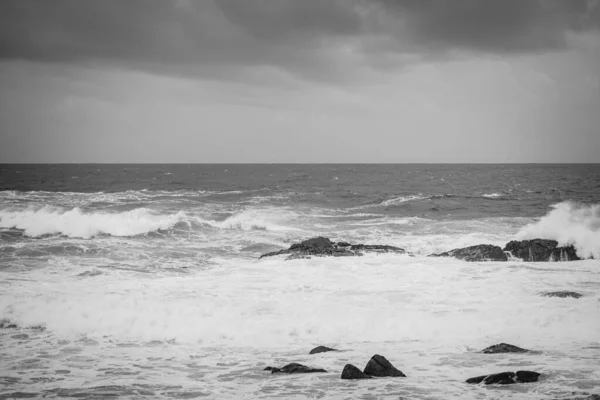 View Galician Coast Day Strong Winds Village Baiona Spain — Stock Photo, Image