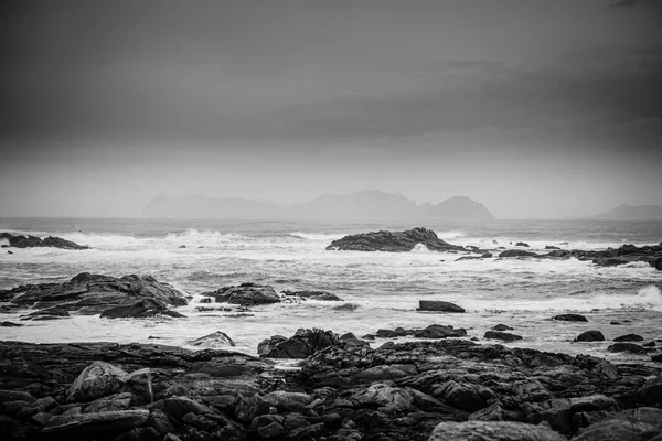 View Galician Coast Day Strong Winds Village Baiona Spain — Stock Photo, Image