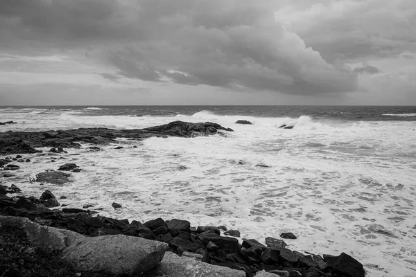 View Galician Coast Day Strong Winds Village Baiona Spain — Stock Photo, Image