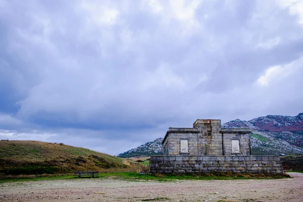 Old Cabo Silleiro Lighthouse Farol Localizado Cabo Silleiro Bayona Província — Fotografia de Stock