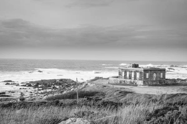 Old Cabo Silleiro Lighthouse Farol Localizado Cabo Silleiro Bayona Província — Fotografia de Stock