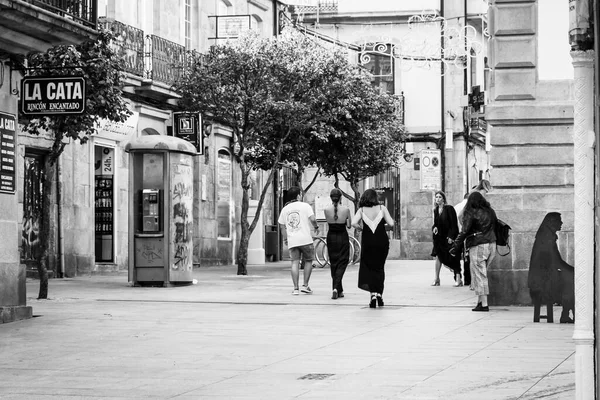 Pontevedra Spa Ağustos 2018 Kentteki Sayısız Yaya Caddesinden Birini Görün — Stok fotoğraf