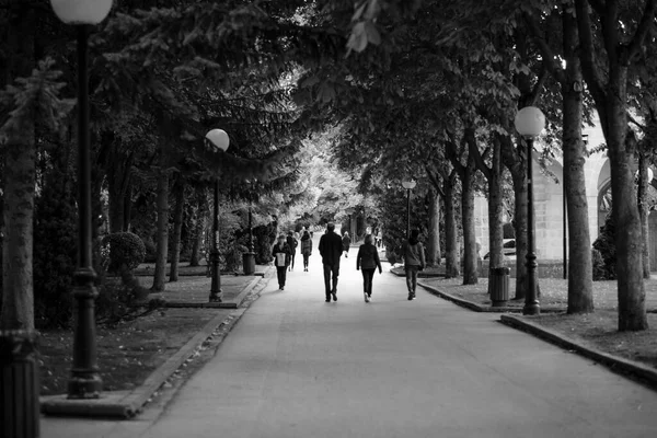 Soria Spain September 2019 People Walking Alameda Cervantes Park City — Stock Photo, Image