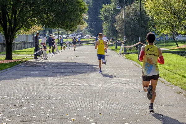 Pontevedra Spanya Ekim 2019 Şehrin Sokaklarında Düzenlenen Popüler Yarı Maraton — Stok fotoğraf