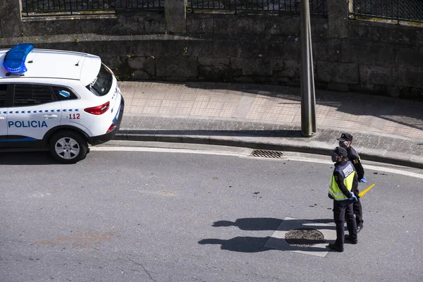 Pontevedra España Abril 2020 Policía Autónoma Galicia Realiza Controles Durante — Foto de Stock