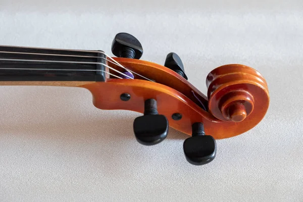 Dettaglio Una Viola Strumento Musicale Corde Simile Violino Più Grande Fotografia Stock