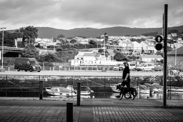 Pontevedra Espanha Maio 2020 Pessoas Andando Com Cachorro Rua Durante — Fotografia de Stock