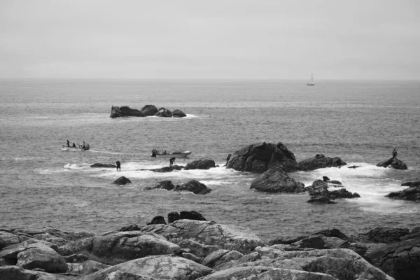 Corrubedo Spain July 2020 Some Barnacle Fishermen Called Percebeiros Risk — Stock Photo, Image