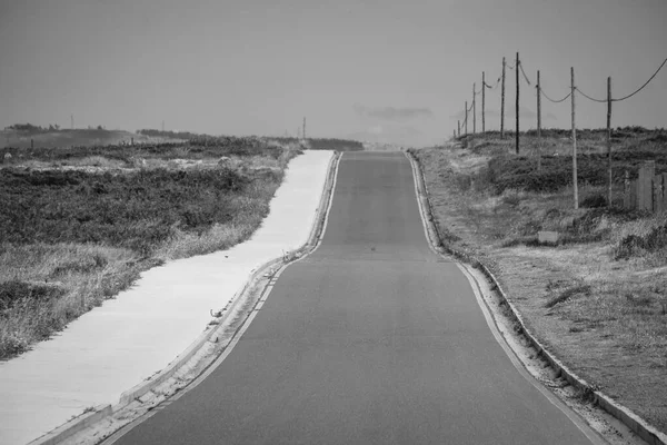 Droga Prowadząca Latarni Morskiej Corrubedo Przylądku Tej Samej Nazwie Galicji — Zdjęcie stockowe