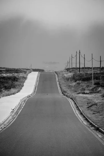 Weg Die Leidt Naar Vuurtoren Van Corrubedo Kaap Met Dezelfde — Stockfoto