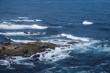 Zoomorfik granit kayalar, Punta Nariga Deniz feneri yakınlarında, La Corua, Galiçya 'da (İspanya) Malpica de Bergantinos eyaletinde,).