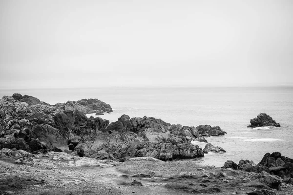 Detail Van Rotsachtige Kustlijn Bij Vuurtoren Van Corrubedo Aan Kaap — Stockfoto