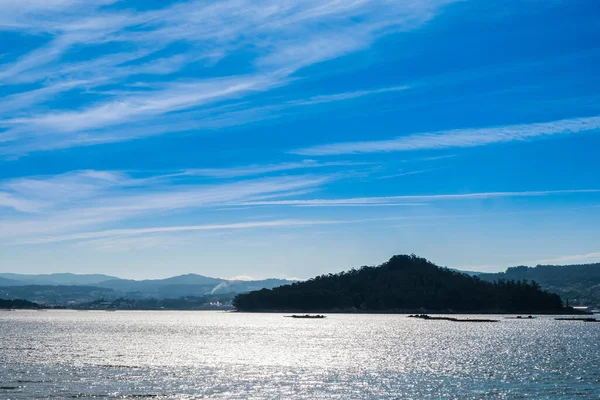 Pohled Ostrov Tambo Pláže Samieira Rias Baixas Galicie Španělsko — Stock fotografie