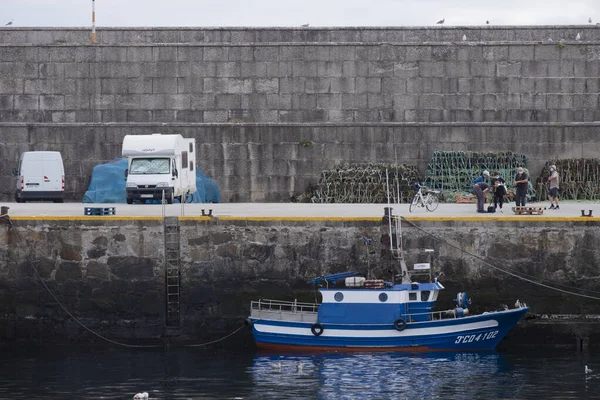 Malpica Spanien Augusti 2020 Detalj Fiskehamnen Byn Med Typisk Arkitektur — Stockfoto