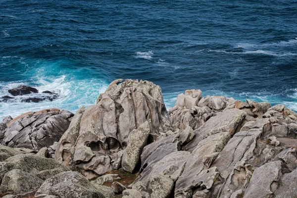 Zoomorphic Granite Rock Punta Nariga Lighthouse Malpica Bergantinos Province Corua — стокове фото