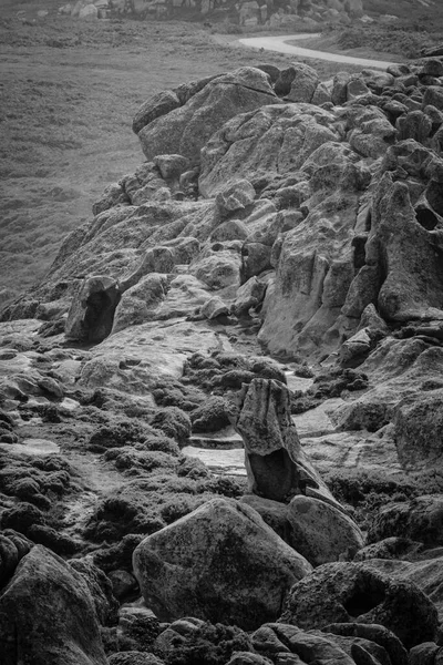 Zoomorphic Granite Rocks Punta Nariga Lighthouse Malpica Bergantinos Province Corua — Stock Photo, Image