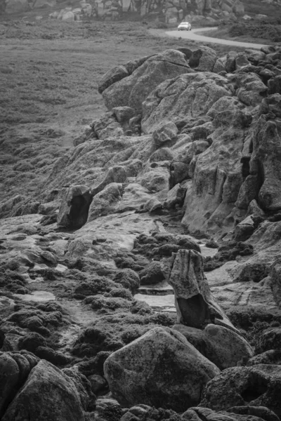 Zoomorphic Granite Rocks Punta Nariga Lighthouse Malpica Bergantinos Province Corua — Stock Photo, Image