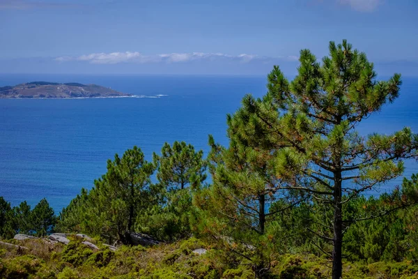 Pohled Ponteceso Galicii Španělsko Pohledu Monte Branco — Stock fotografie