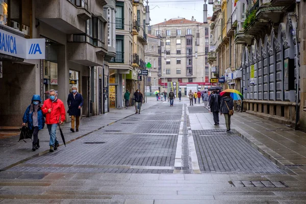 Pontevedra Spanyolország November 2020 Város Történelmi Központjának Egyik Utcája Covid Stock Kép