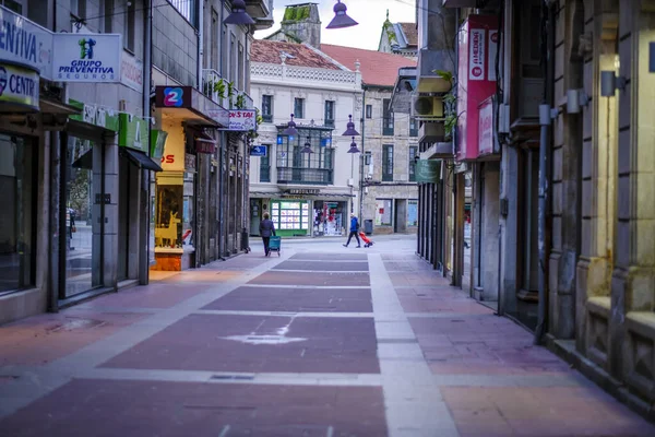 Pontevedra Spain February 2021 View One Most Commercial Streets City Stock Photo