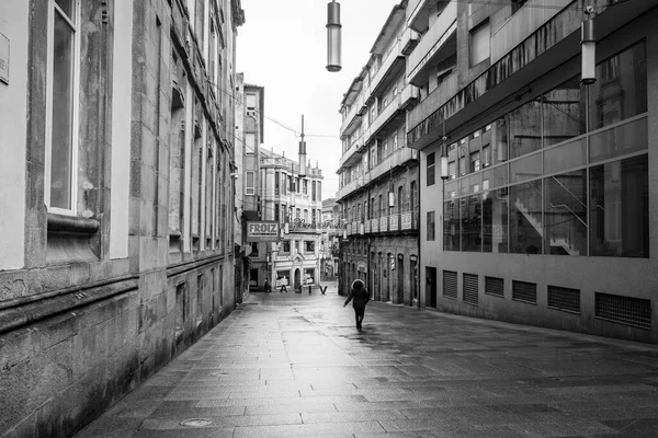 Pontevedra España Diciembre 2020 Calles Mojadas Por Lluvia Centro Histórico — Foto de Stock