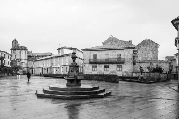 Pontevedra España Diciembre 2020 Calles Mojadas Por Lluvia Centro Histórico — Foto de Stock