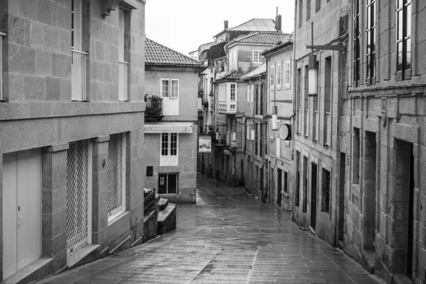 Pontevedra Spanyolország December 2020 Esőtől Nedves Utcák Város Történelmi Központjában — Stock Fotó