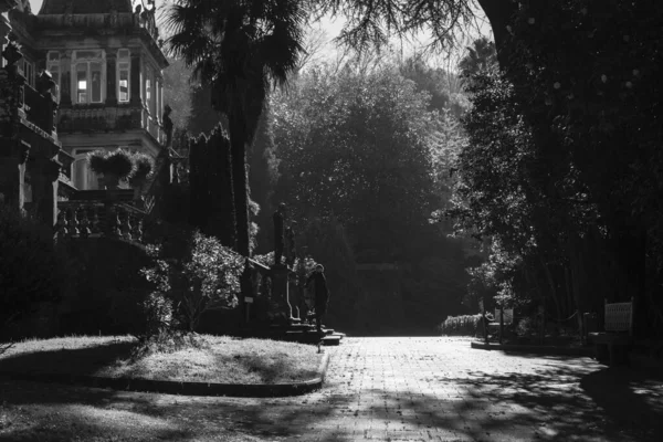 Pontevedra Spain November 2020 Man Walks Lourizan Palace Stately Home — Stock Photo, Image