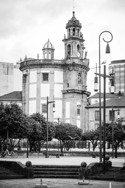 Pontevedra Hiszpania Luty 2021 Widok Iglesia Virgen Peregrina Jednego Placów — Zdjęcie stockowe