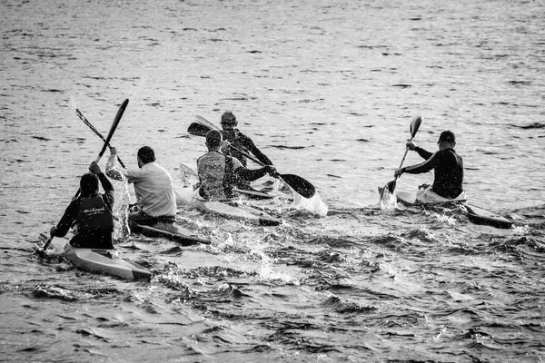 Pontevedra Spanien Februar 2021 Sportler Beim Kanutraining Wasser Des Flusses — Stockfoto